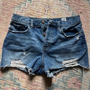 We The Free Blue Distressed Jean Shorts